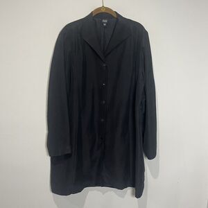 Eileen Fisher Jacket Women’s Large Black Silk Button Up Minimalist Lagenlook‎